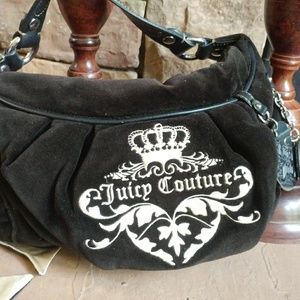 Juicy Couture black velvet small hobo bag.